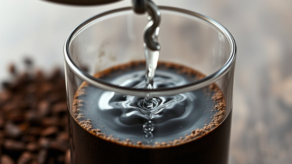 add coffee pour water evenly