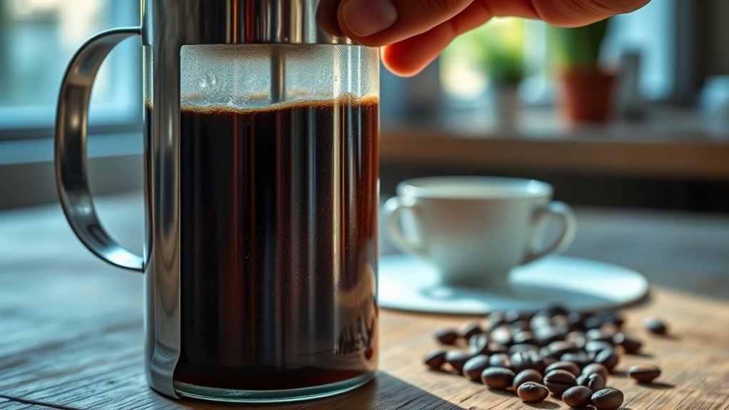 brewing coffee with french press