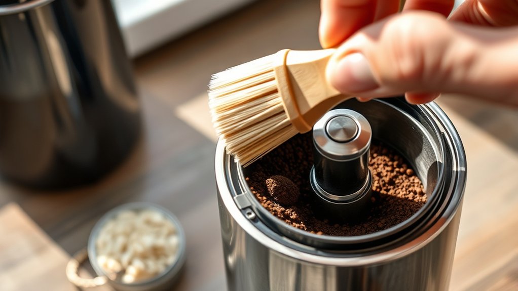clean burr grinder carefully
