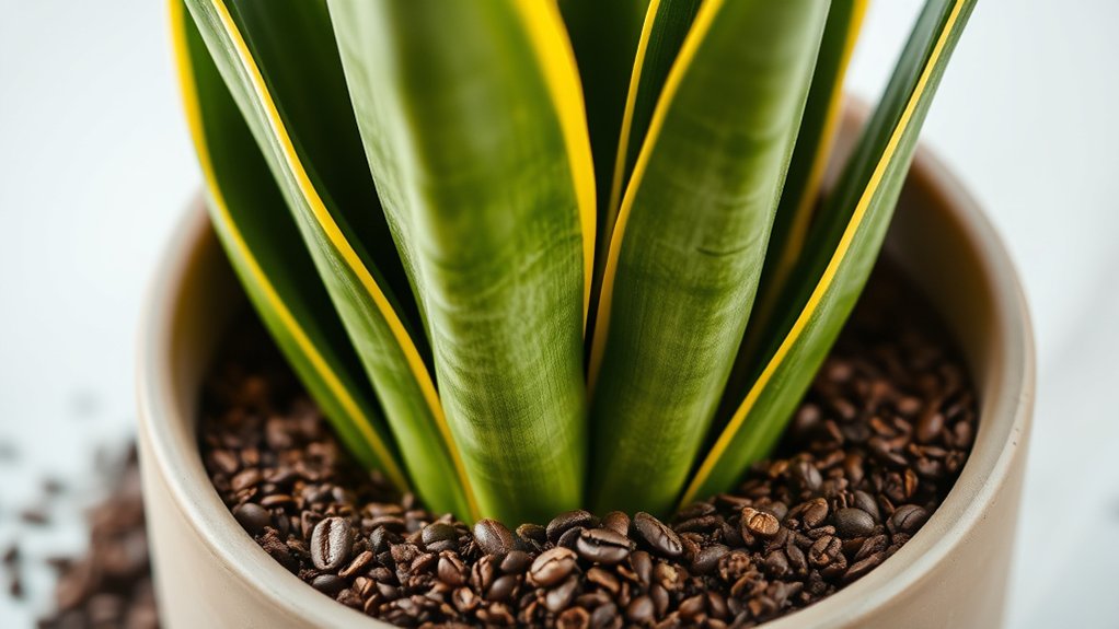 coffee grounds enrich snake plants