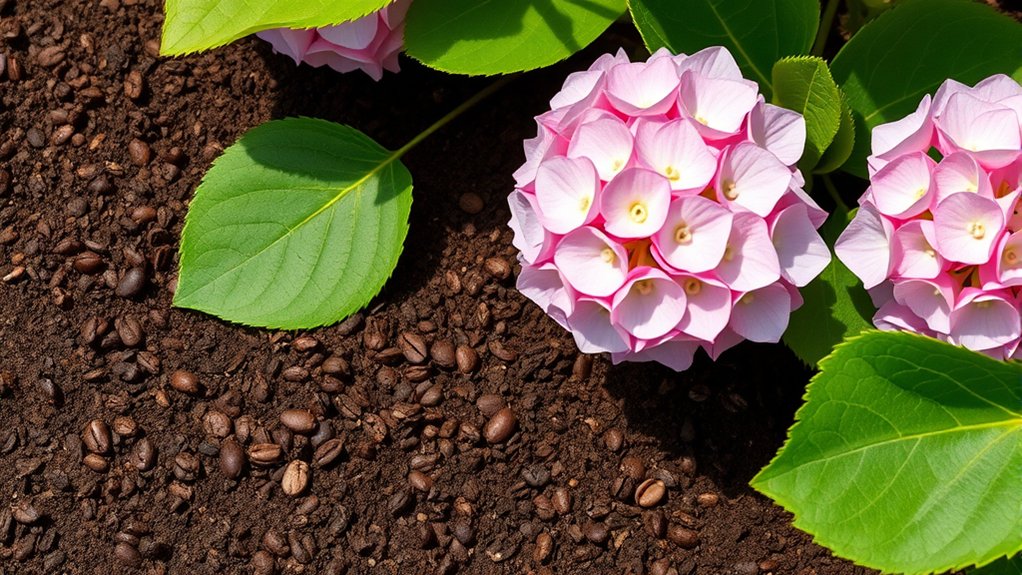 coffee grounds nourish hydrangeas