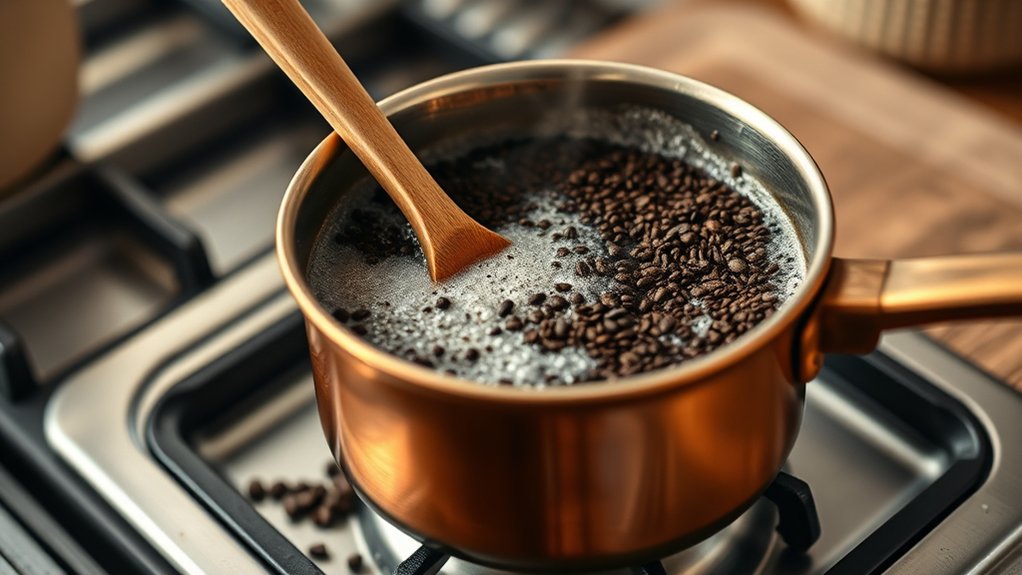 frothy turkish coffee preparation