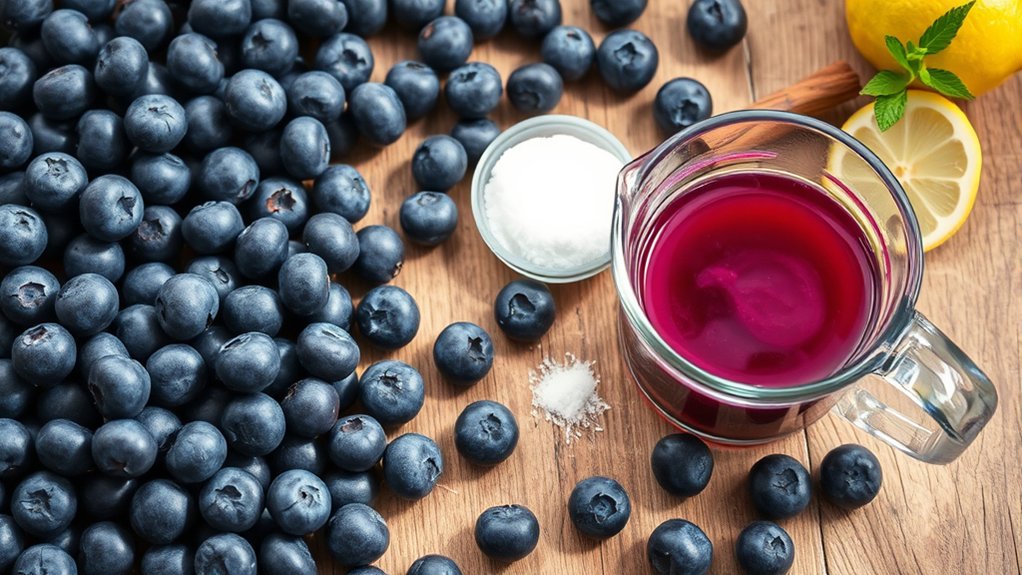 gather blueberries and ingredients
