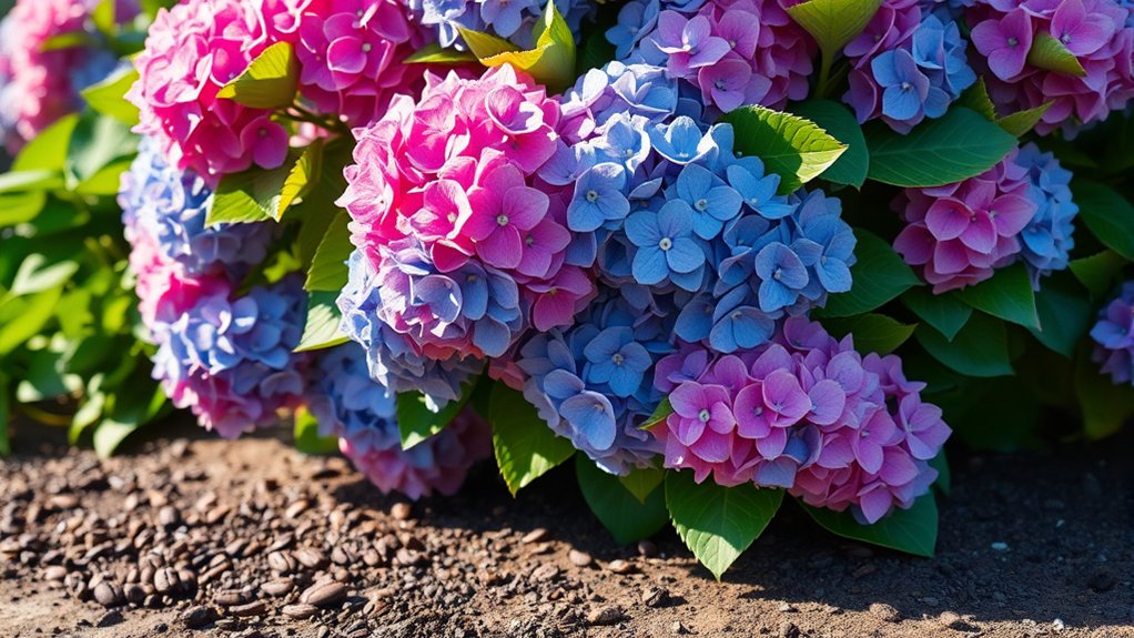 hydrangeas and coffee grounds