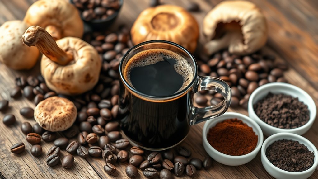 medicinal mushrooms with coffee