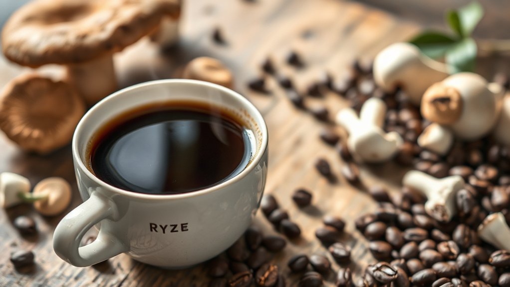 mushroom infused health boosting coffee