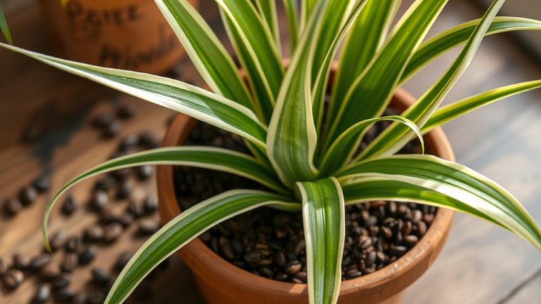spider plants and coffee grounds
