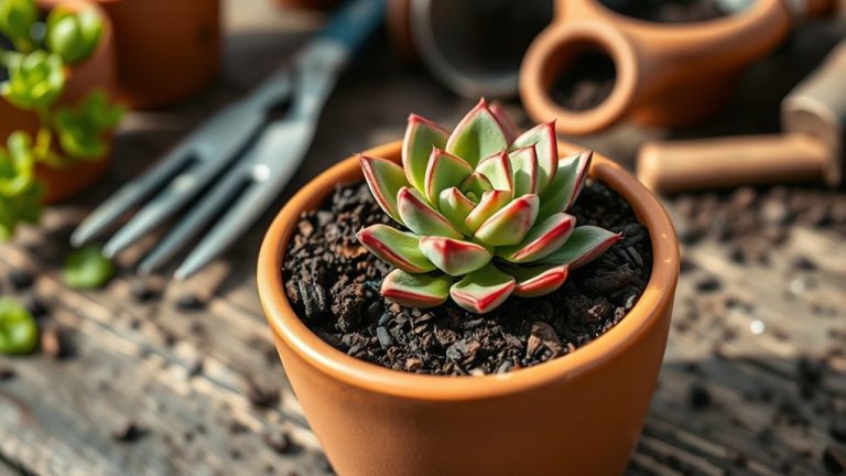 succulents and coffee grounds