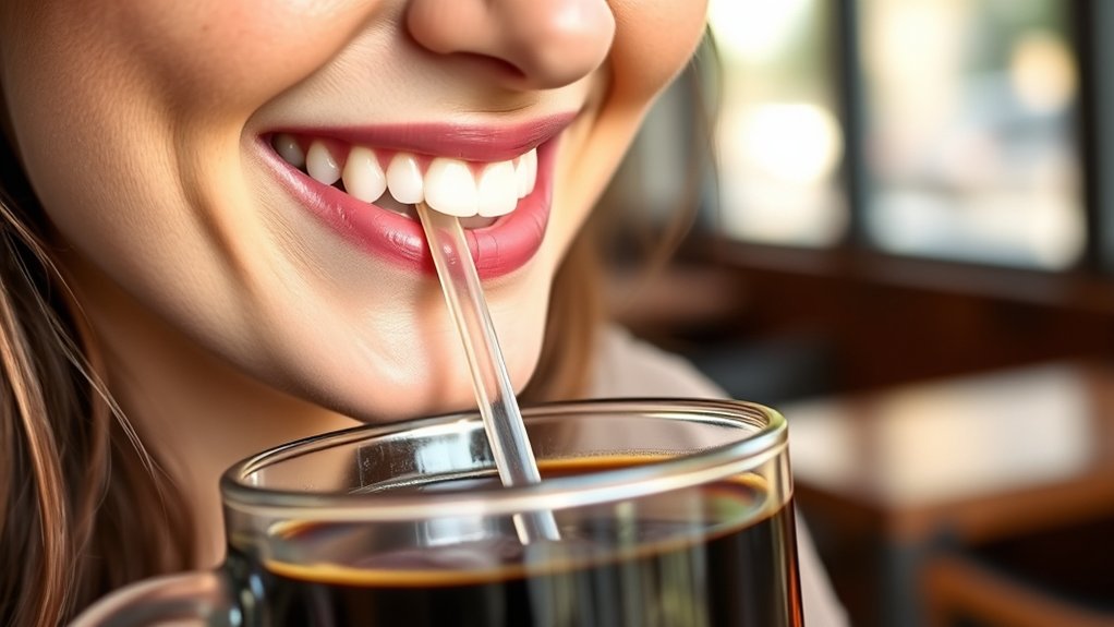 using straw limits front teeth contact
