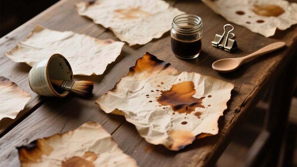 aging paper with coffee