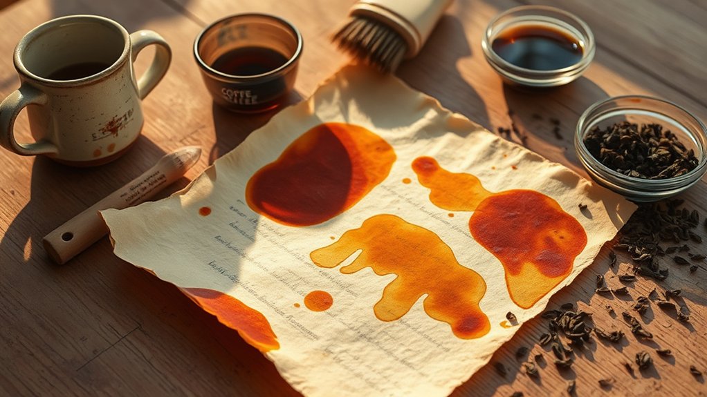 aging paper with coffee