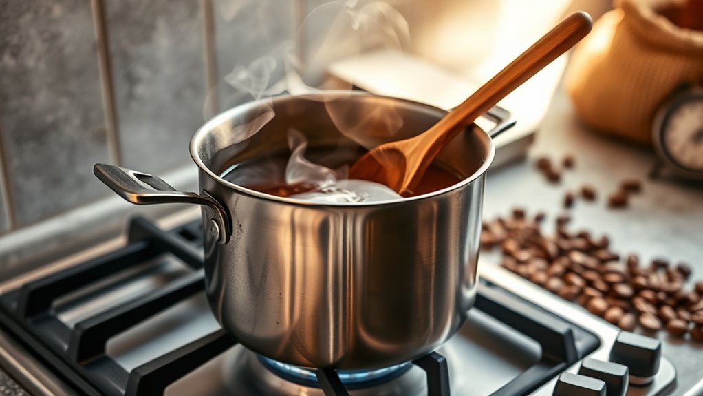 brew coffee using saucepan