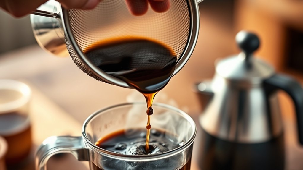 brewing coffee with sieves