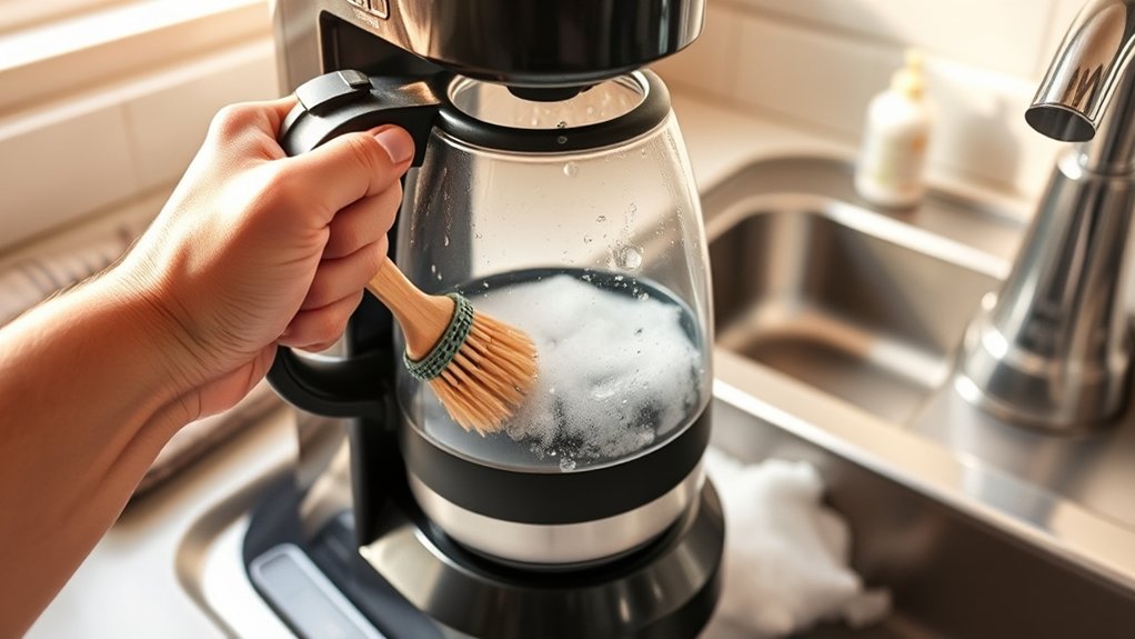 clean carafe and brew basket
