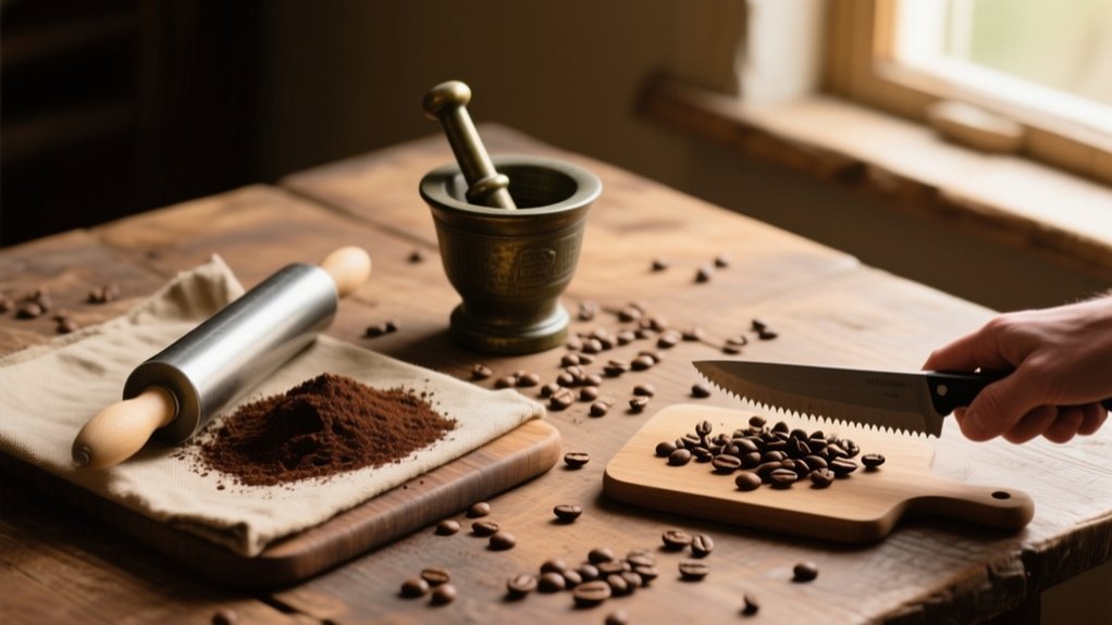 grinding coffee without grinder