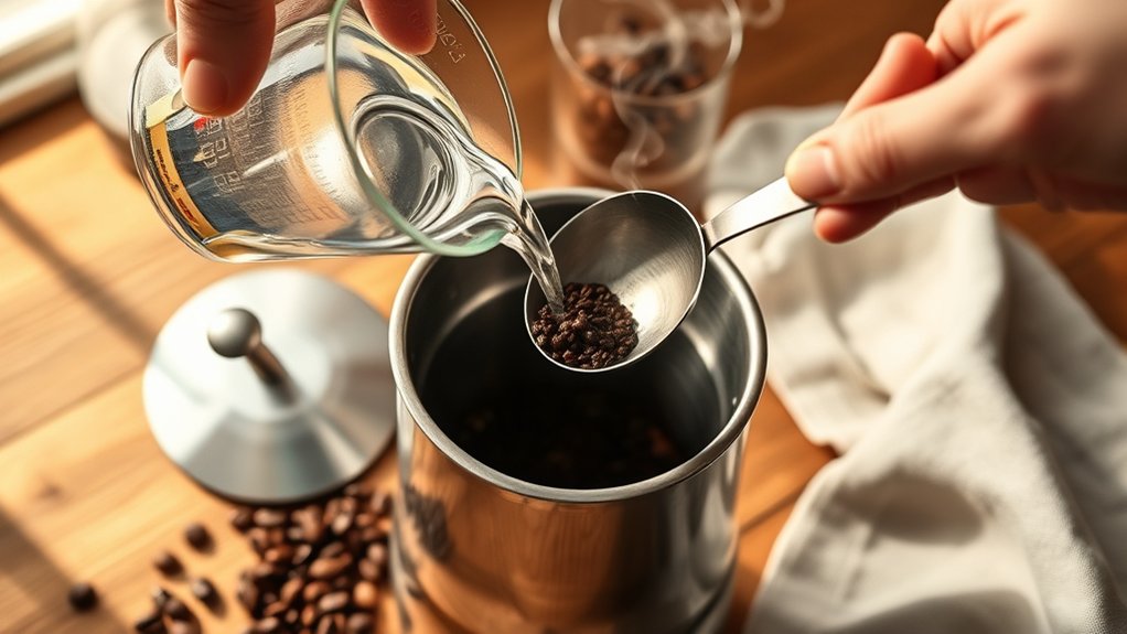 measure water and coffee