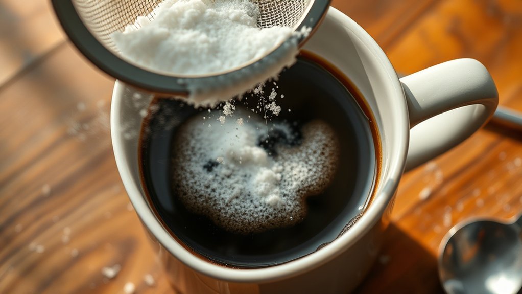 powdered sugar sweetens coffee