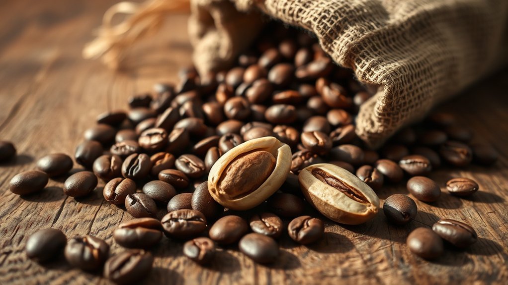 seeds inside coffee cherries