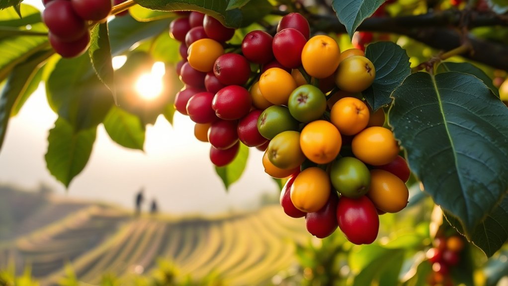 tropical coffee cherry growth